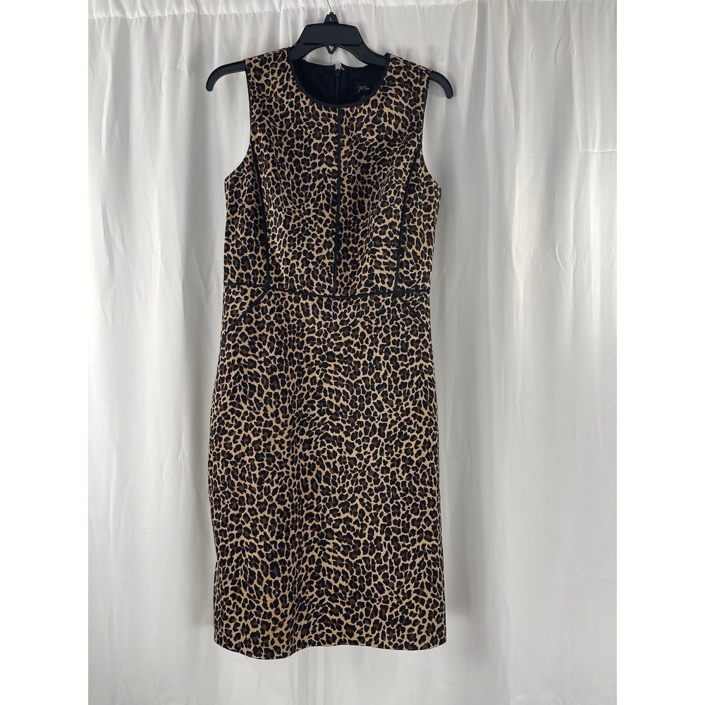 J. Crew leopard print sleeveless pencil sheath dress Size 6